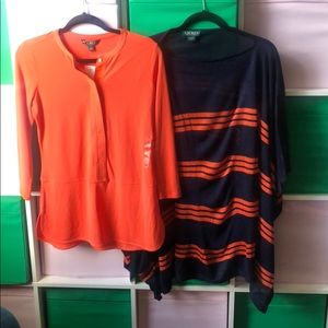 BNWT Ralph lauren blue and orange poncho shirt